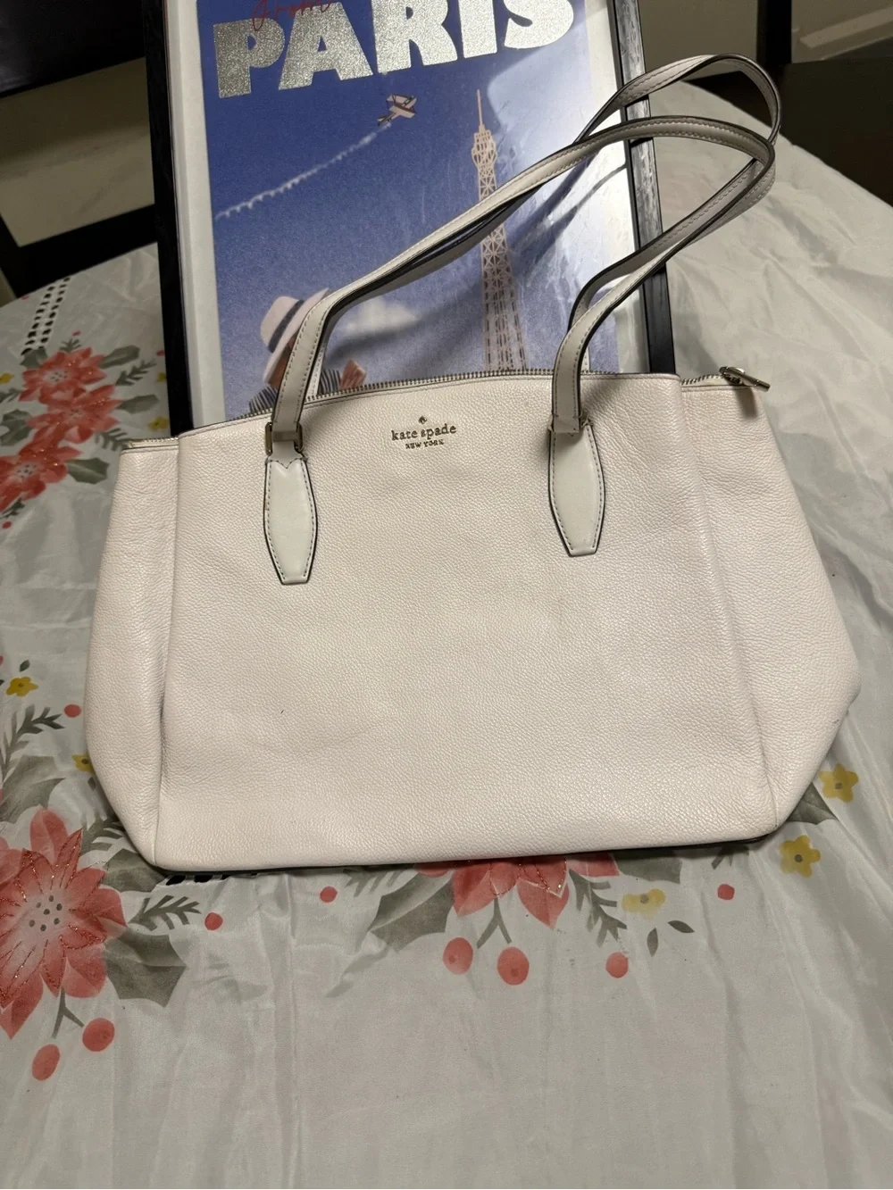 kate spade Cream Leather Shoulder Tote
